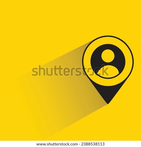 people in map pin with shadow on yellow background