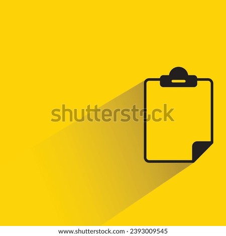 blank clipboard icon with shadow on yellow background