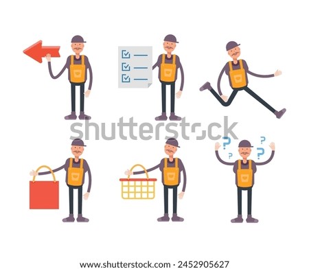 handyman characters in different poses vector set