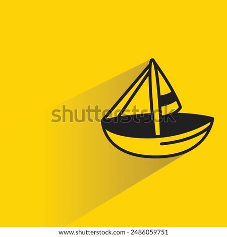 sail boat icon with shadow on yellow background