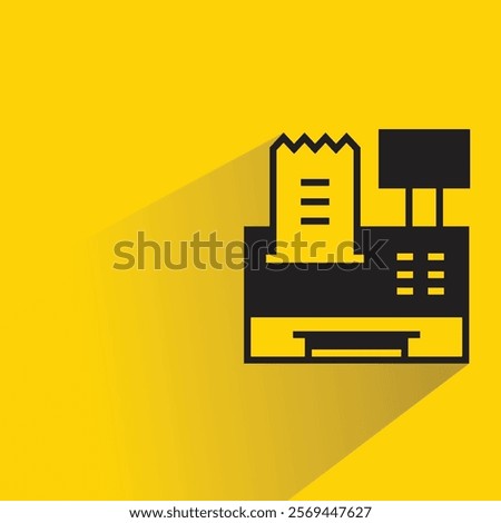 cashier machine icon with shadow on yellow background