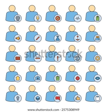 user avatar and user interface icons set