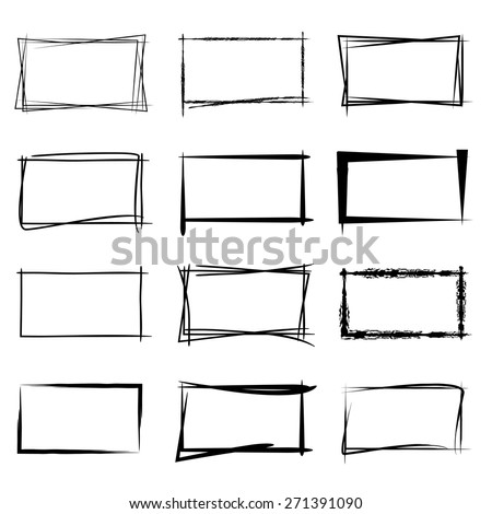 hand drawn square frames, black highlighting frames