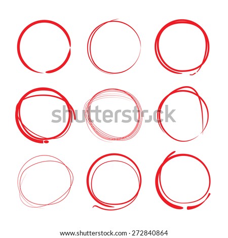 red hand drawn circles, vector