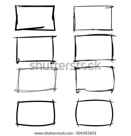 hand drawn, sketch border, rectangle frames