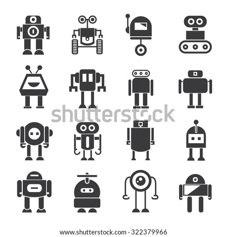robot icons set, vector robot