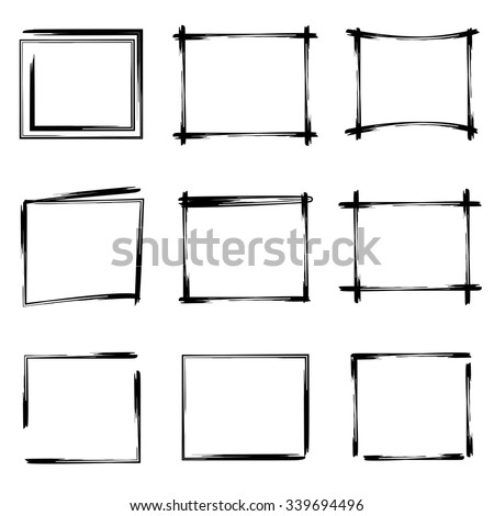 Rectangle Borders, Sketch Frames Stock Vector Illustration 339694496 ...