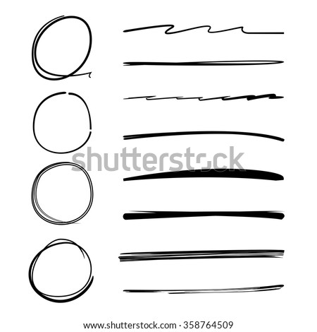 circle brush line, underline, highlighter set, highlighter vector, highlighter symbol