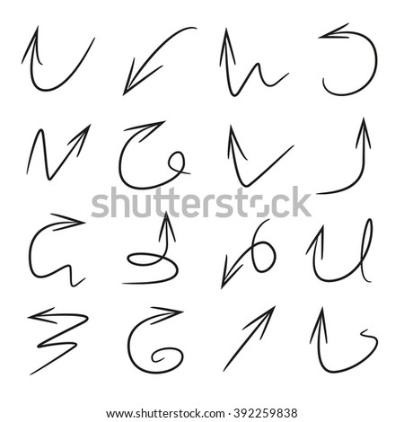 Hand Drawn Arrows, Isolated Vector Arrow Signs - 392259838 : Shutterstock