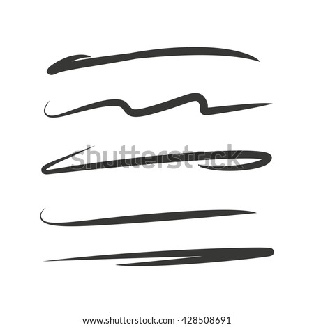 collection of hand drawn lines, brush lines, brush strokes, underlines