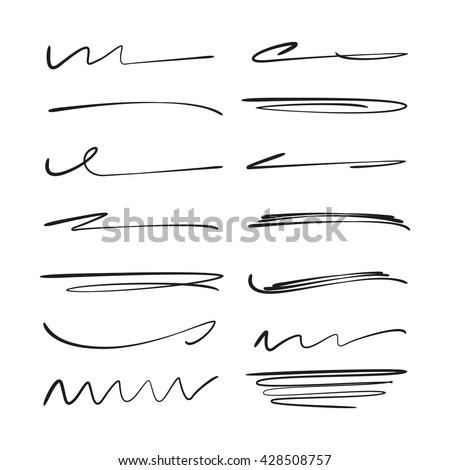 collection of hand drawn lines, brush lines, brush strokes, underlines