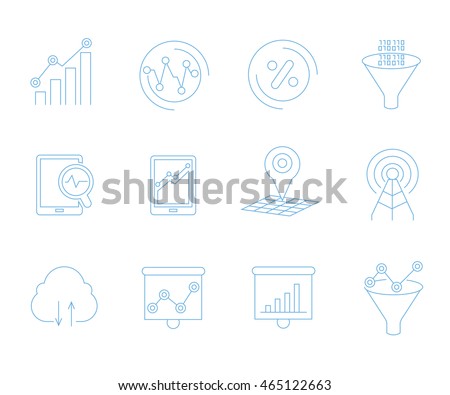 data analysis icons, graph and chart icons