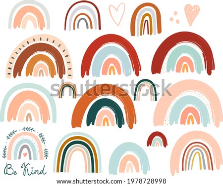 Pastel stylish trendy rainbows vector illustrations	

