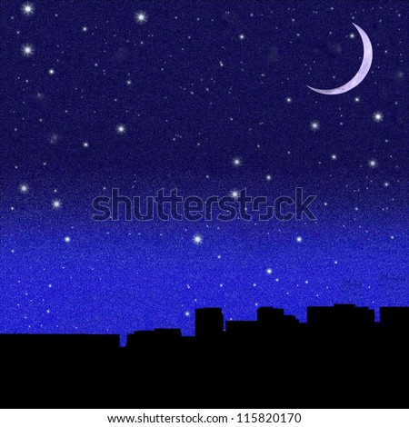 City Silhouette on night sky background