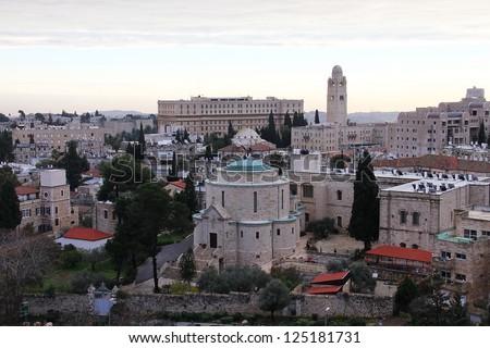King David Hotel overlooking the City  at dawn . Jerusalem