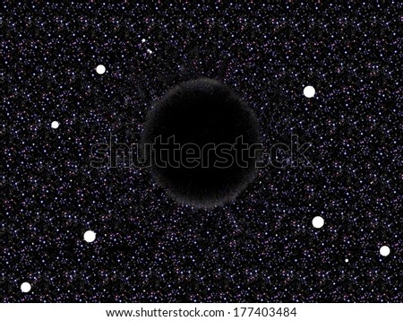 Abstract simulated view of a space black hole (center). A black hole is a region of space time from which gravity prevents anything, including light, from escaping