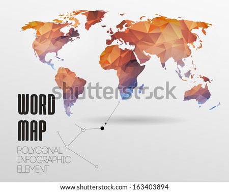 World map background in polygonal style. Vector background