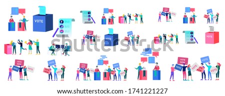 Voting and Election concept. Pre-election campaign. Promotion and advertising of candidate. Citizens debating candidates for voting and voting Online voting and election concept with people.