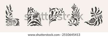 Retro groovy floral illustration in wavy and naive style. Organic shapes, vibrant flowers print for poster, social media or packaging. Botanic vector illustration