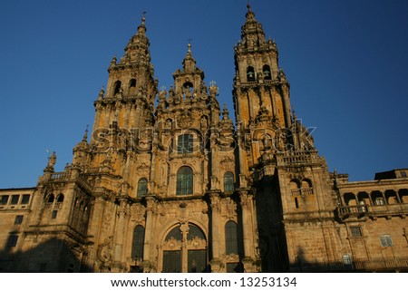 The huge Santiago of Compostela impressive cathedral
