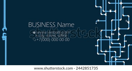 Water pipe system with valves, business card for plumbing repair and service