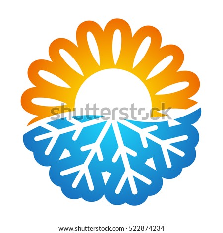 Sun and snowflake symbol vector air conditioning