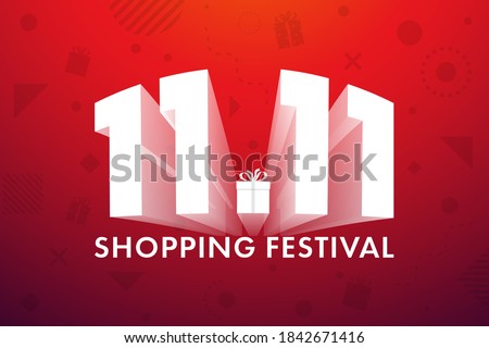 11.11 Shopping festival, Speech marketing banner design on red background. Vector illustration