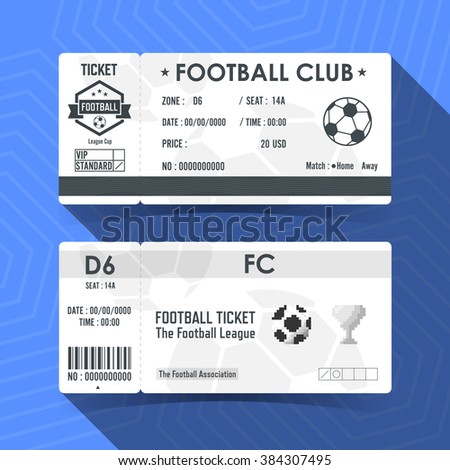 Football, Soccer Ticket Design. Vector illustration.