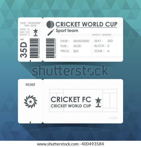 Cricket ticket card design. Vector illustration.