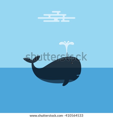 Whale Spraying Water. Concept of Marine Conservation.
