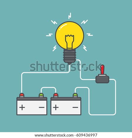 Circuit. concept of battery with power switch. flat design. Vector illustration.