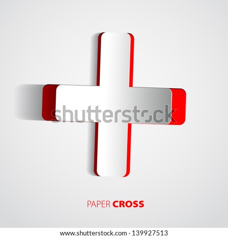 White cross with red back - sticker or card - vector