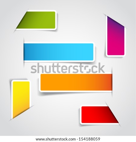 Set of blank rectangle labels with rounded corners