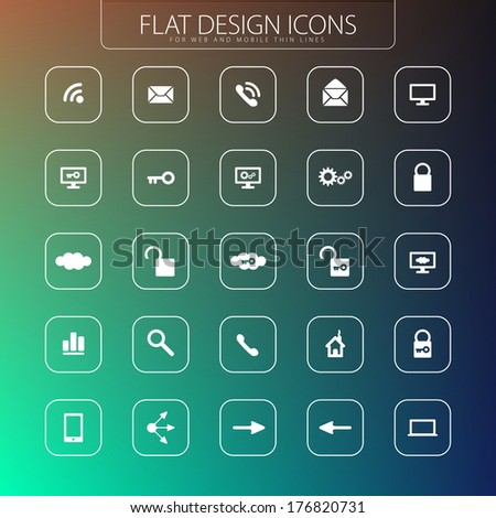 Flat design - icons pack. Simple line icons. Thin Icons Set