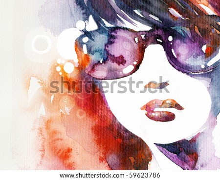 Abstract watercolor beauty portrait