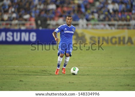 BANGKOK,THAILAND-JULY17:Ryan Bertrand of Chelsea in action during the international friendly match Chelsea FC and Singha Thailand All-Star at the Rajamangala Stadium on July17,2013 in Thailand.