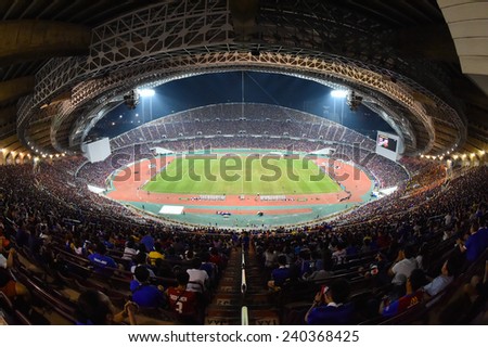 BANGKOK, DEC 17:Top view of Rajamangala stadium during the competition 2014 AFF Suzuki Cup between Thailand and Malaysia at Rajamangala stadium on December 17, 2014 in Bangkok, Thailand.
