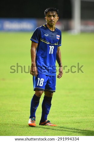 BISHAN,SINGAPORE-JUNE1: Chanathip Songkrasin(18) of Thailand in action during the 28th SEA Games Singapore 2015 match between Thailand and Timor Leste at Bishan Stadium on JUNE1 2015 in,SINGAPORE