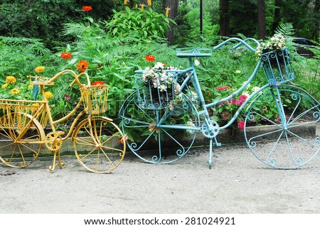 Bicycles fashioned out of wrought iron. Beautiful artwork.