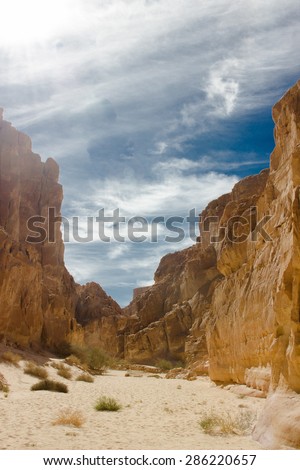 Million colors of desert, unlimited landscape. Egyptian desert trips. Dahab, Egypt. Sinai peninsula.