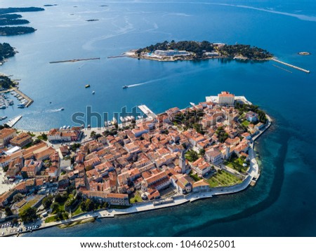 Similar – Image, Stock Photo Aerial view at Sveti Stefan islet in Montenegro