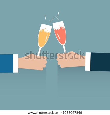 Business man celebrating party after working,flat vector design.