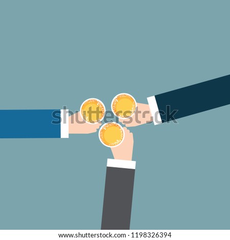 Business man celebrating party after working,flat vector design.
