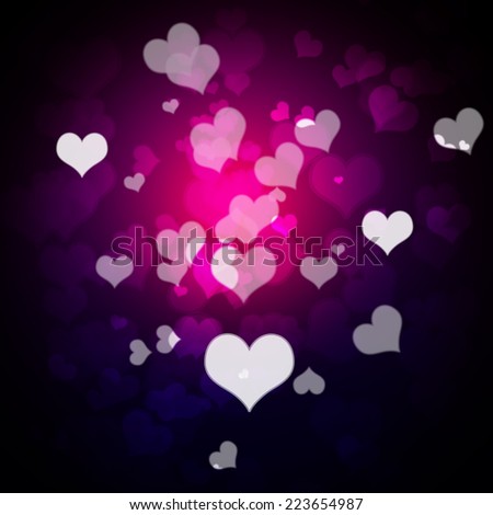 Hearts  Bokeh on a dark purple background