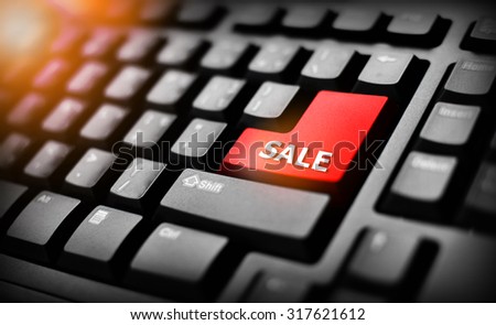 Sale business concept with red keyboard