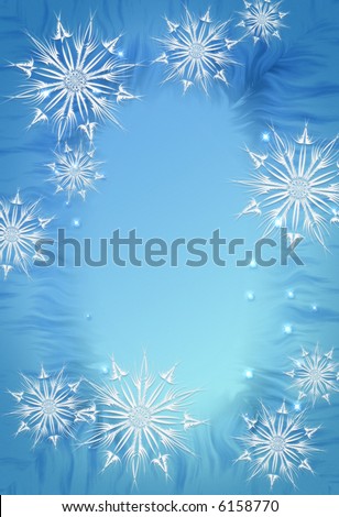 Winter background ,blue illustration with snowflakes and stars