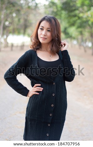 Fashion asian woman in garden
