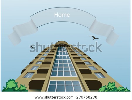 building vector on sky background.