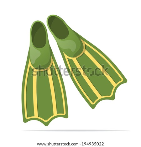 Green flippers for diving - vector illustration