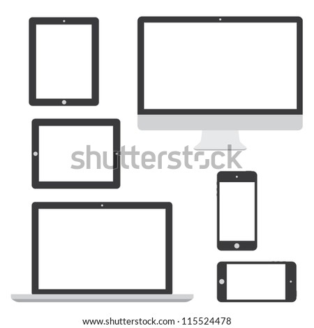 Computer laptop tablet phone isolated logos eps10 vector